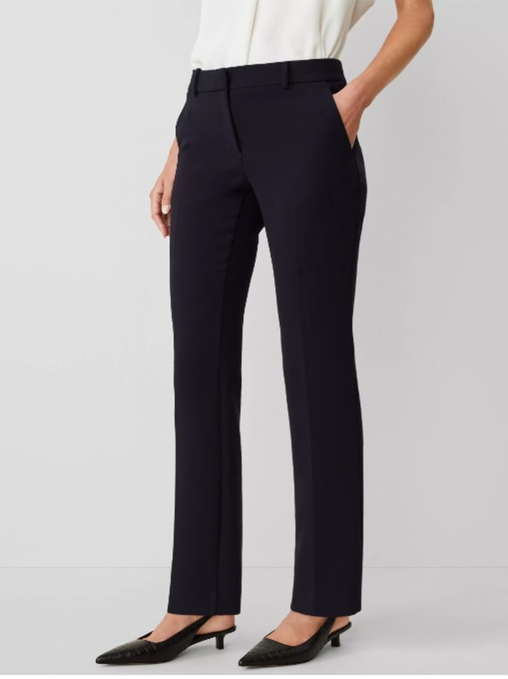 Ann Taylor Navy Straight-Leg Dress Pants